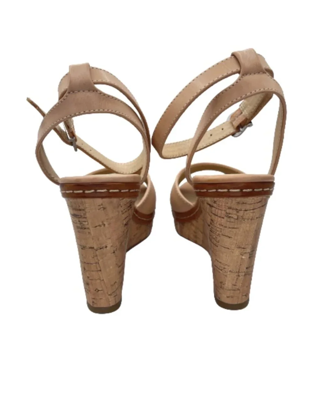 Women Nude/ Beige Wedge Sandals Size 9